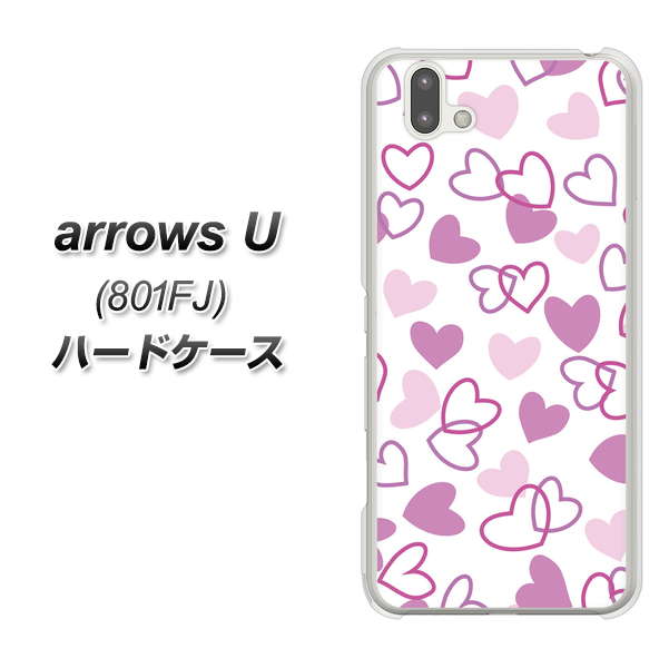 softbank arrows U 801FJ 高画質仕上げ 背面印刷 ハードケース【VA928 ハートがいっぱい パープル】