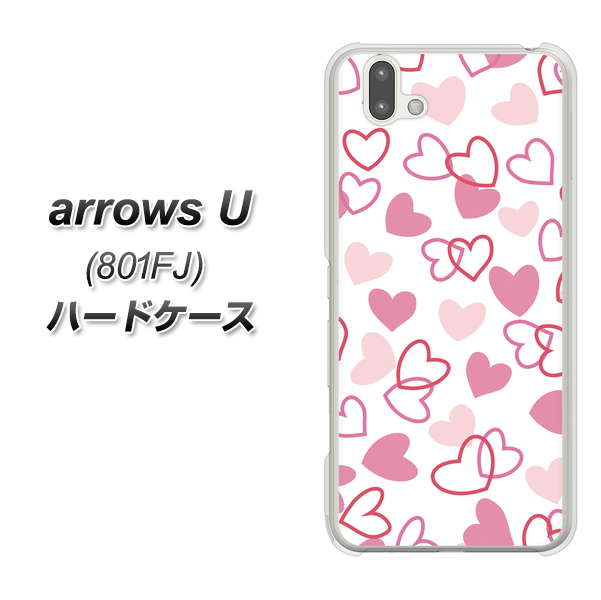 softbank arrows U 801FJ 高画質仕上げ 背面印刷 ハードケース【VA929 ハートがいっぱい ピンク】