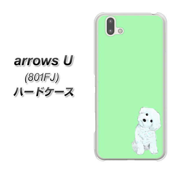 softbank arrows U 801FJ 高画質仕上げ 背面印刷 ハードケース【YJ071 トイプードルホワイト（グリーン）】