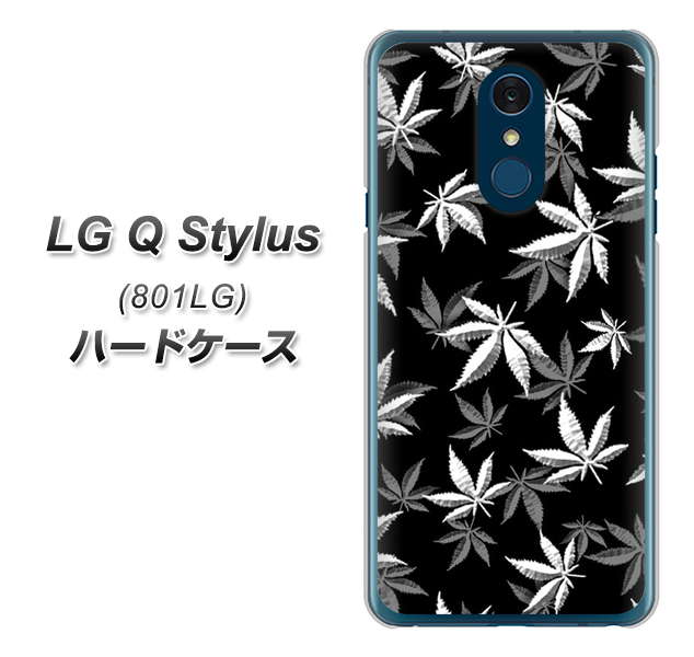 Y!mobile LG Q Stylus 801LG 高画質仕上げ 背面印刷 ハードケース【064 モノトーン大麻ブラック】