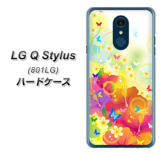 Y!mobile LG Q Stylus 801LG 高画質仕上げ 背面印刷 ハードケース【647 ハイビスカスと蝶】