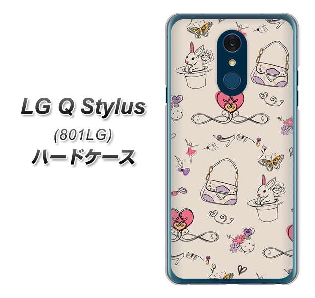 Y!mobile LG Q Stylus 801LG 高画質仕上げ 背面印刷 ハードケース【705 うさぎとバッグ】
