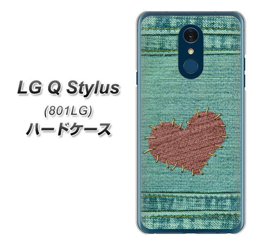 Y!mobile LG Q Stylus 801LG 高画質仕上げ 背面印刷 ハードケース【1142 デニムとハート】