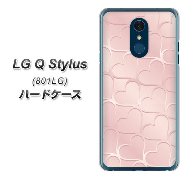 Y!mobile LG Q Stylus 801LG 高画質仕上げ 背面印刷 ハードケース【1340 かくれハート（ローズピンク）】