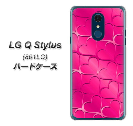 Y!mobile LG Q Stylus 801LG 高画質仕上げ 背面印刷 ハードケース【1347 かくれハート（ショッキングピンク）】