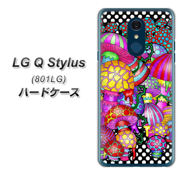 Y!mobile LG Q Stylus 801LG 高画質仕上げ 背面印刷 ハードケース【AG807 きのこ（黒）】