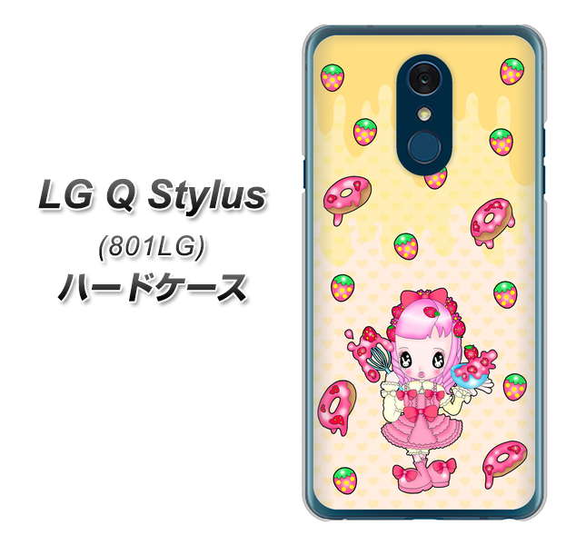 Y!mobile LG Q Stylus 801LG 高画質仕上げ 背面印刷 ハードケース【AG815 ストロベリードーナツ（水玉黄）】