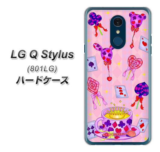 Y!mobile LG Q Stylus 801LG 高画質仕上げ 背面印刷 ハードケース【AG817 トランプティー（ピンク）】