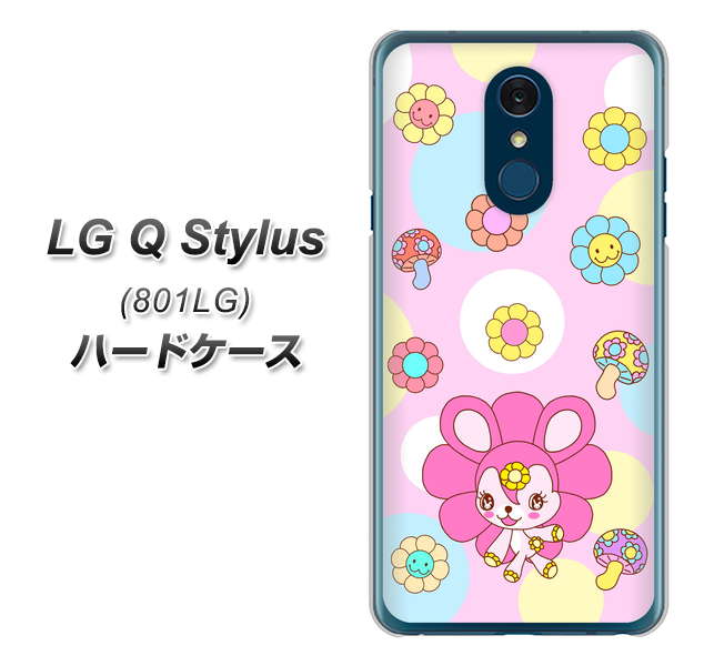 Y!mobile LG Q Stylus 801LG 高画質仕上げ 背面印刷 ハードケース【AG823 フラワーうさぎのフラッピョン（ピンク）】