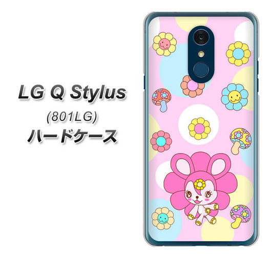 Y!mobile LG Q Stylus 801LG 高画質仕上げ 背面印刷 ハードケース【AG823 フラワーうさぎのフラッピョン（ピンク）】