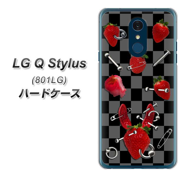 Y!mobile LG Q Stylus 801LG 高画質仕上げ 背面印刷 ハードケース【AG833 苺パンク（黒）】