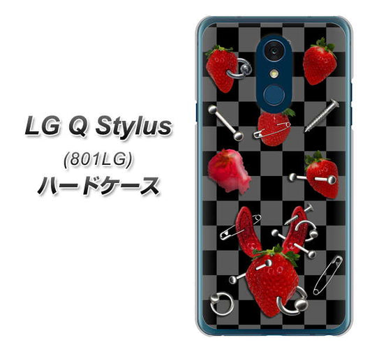 Y!mobile LG Q Stylus 801LG 高画質仕上げ 背面印刷 ハードケース【AG833 苺パンク（黒）】