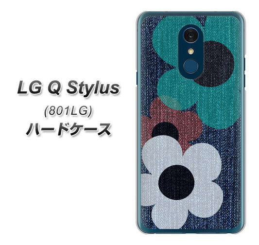 Y!mobile LG Q Stylus 801LG 高画質仕上げ 背面印刷 ハードケース【EK869 ルーズフラワーinデニム風】