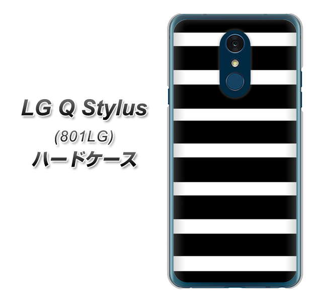 Y!mobile LG Q Stylus 801LG 高画質仕上げ 背面印刷 ハードケース【EK879 ボーダーブラック（L）】