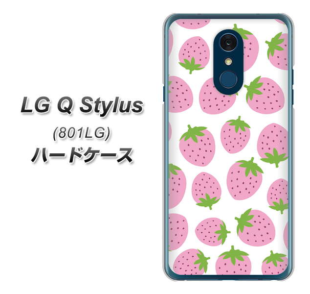 Y!mobile LG Q Stylus 801LG 高画質仕上げ 背面印刷 ハードケース【SC809 小さいイチゴ模様 ピンク】