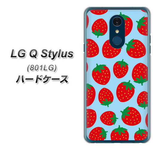 Y!mobile LG Q Stylus 801LG 高画質仕上げ 背面印刷 ハードケース【SC814 小さいイチゴ模様 レッドとブルー】