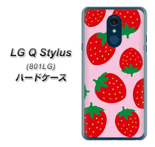 Y!mobile LG Q Stylus 801LG 高画質仕上げ 背面印刷 ハードケース【SC820 大きいイチゴ模様レッドとピンク】