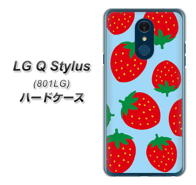 Y!mobile LG Q Stylus 801LG 高画質仕上げ 背面印刷 ハードケース【SC821 大きいイチゴ模様レッドとブルー】