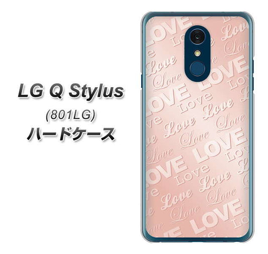 Y!mobile LG Q Stylus 801LG 高画質仕上げ 背面印刷 ハードケース【SC841 エンボス風LOVEリンク（ローズピンク）】