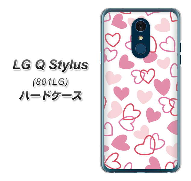Y!mobile LG Q Stylus 801LG 高画質仕上げ 背面印刷 ハードケース【VA929 ハートがいっぱい ピンク】