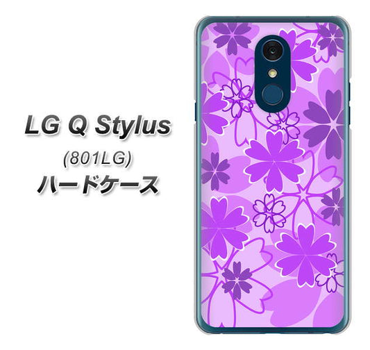 Y!mobile LG Q Stylus 801LG 高画質仕上げ 背面印刷 ハードケース【VA960 重なり合う花　パープル】