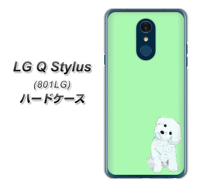 Y!mobile LG Q Stylus 801LG 高画質仕上げ 背面印刷 ハードケース【YJ071 トイプードルホワイト（グリーン）】