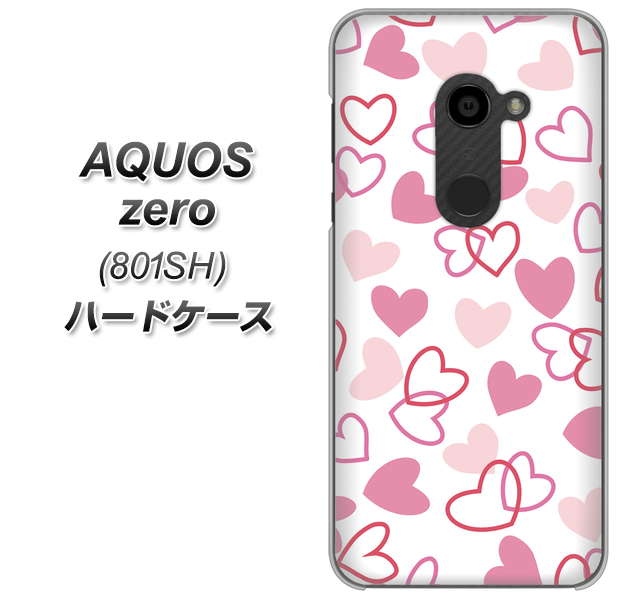 SoftBank アクオスゼロ 801SH 高画質仕上げ 背面印刷 ハードケース【VA929 ハートがいっぱい ピンク】