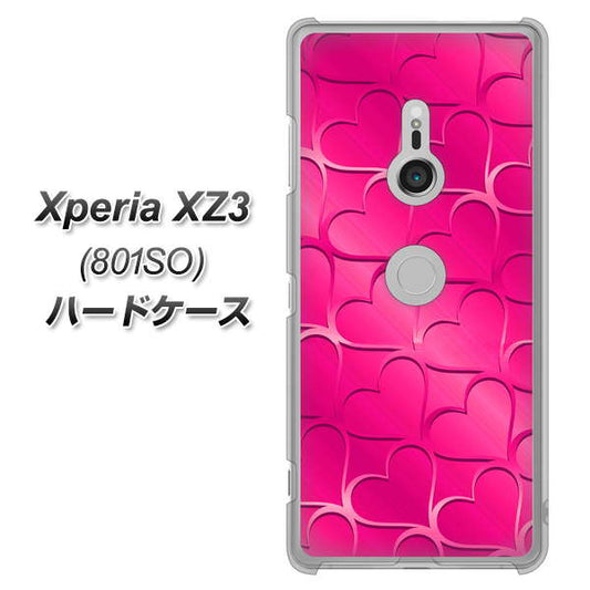 SoftBank エクスペリア XZ3 801SO 高画質仕上げ 背面印刷 ハードケース【1347 かくれハート（ショッキングピンク）】
