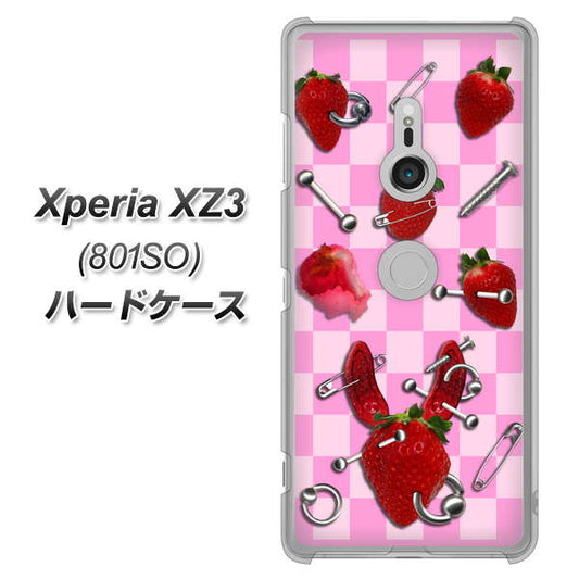SoftBank エクスペリア XZ3 801SO 高画質仕上げ 背面印刷 ハードケース【AG832 苺パンク（ピンク）】