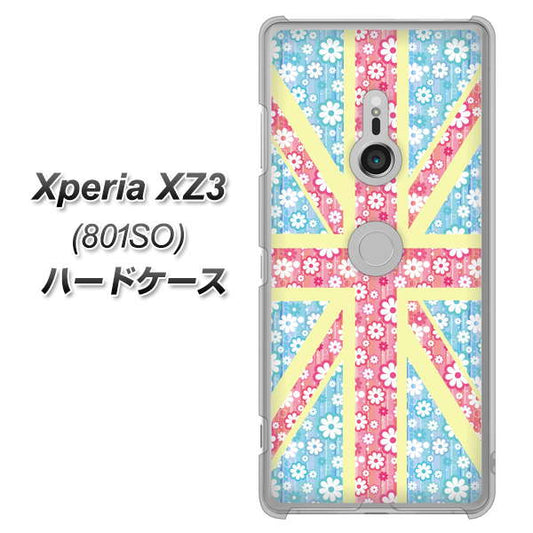 SoftBank エクスペリア XZ3 801SO 高画質仕上げ 背面印刷 ハードケース【EK895 ユニオンジャックパステルフラワー】