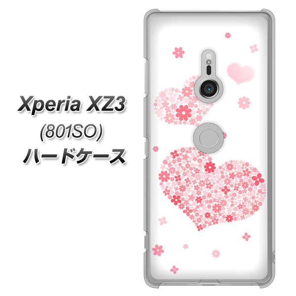 SoftBank エクスペリア XZ3 801SO 高画質仕上げ 背面印刷 ハードケース【SC824 ピンクのハート】