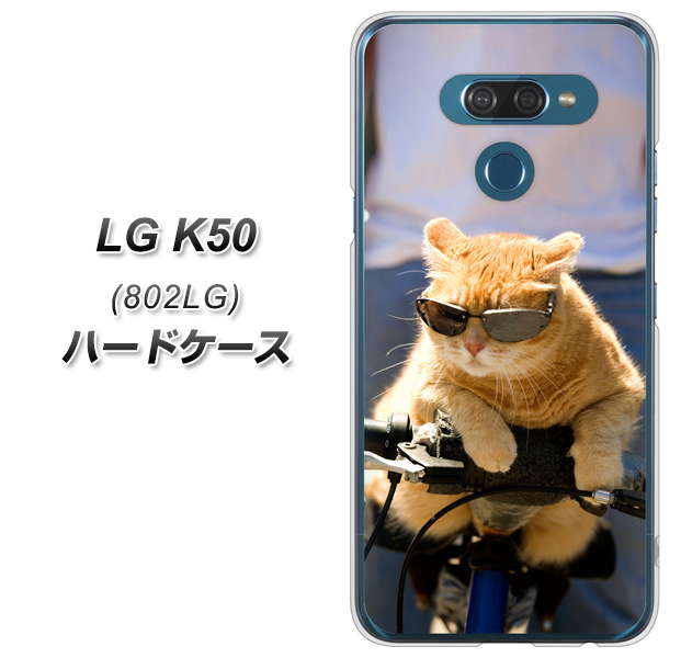 softbank LG K50 802LG 高画質仕上げ 背面印刷 ハードケース【595 にゃんとサイクル】