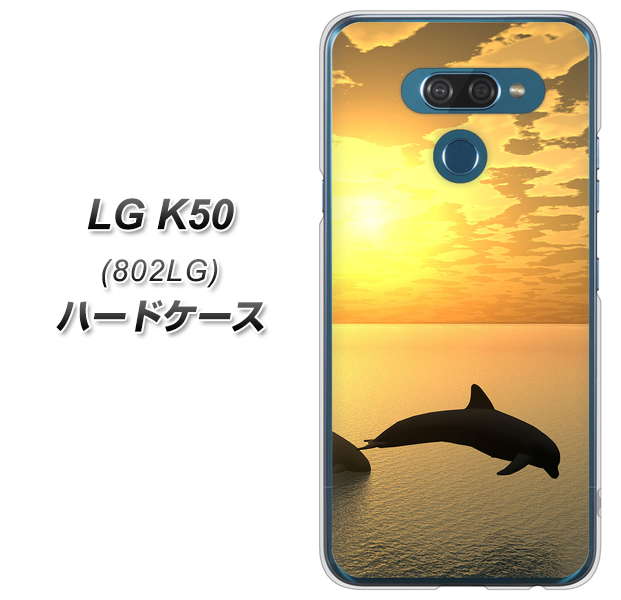 softbank LG K50 802LG 高画質仕上げ 背面印刷 ハードケース【VA845 夕暮れのドルフィン】