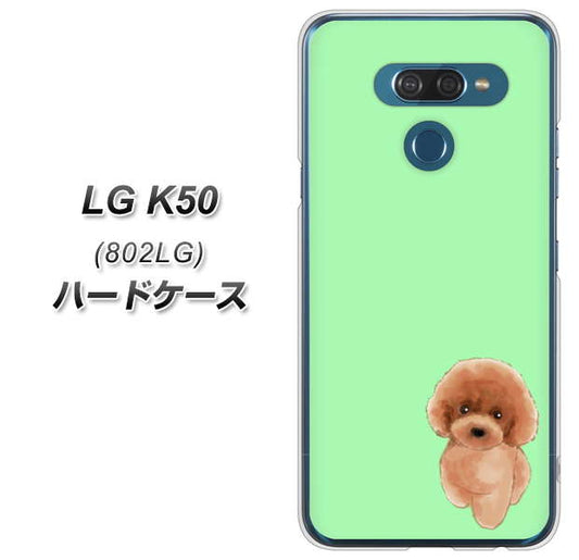softbank LG K50 802LG 高画質仕上げ 背面印刷 ハードケース【YJ052 トイプードルレッド（ グリーン）】