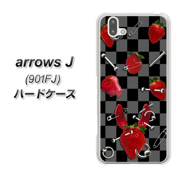 アローズ J 901FJ 高画質仕上げ 背面印刷 ハードケース【AG833 苺パンク（黒）】