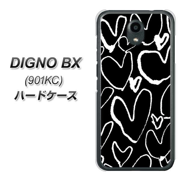 Softbank ディグノBX 901KC 高画質仕上げ 背面印刷 ハードケース【1124 ハート BK＆WH】