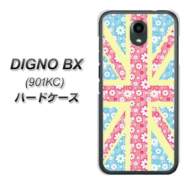 Softbank ディグノBX 901KC 高画質仕上げ 背面印刷 ハードケース【EK895 ユニオンジャックパステルフラワー】