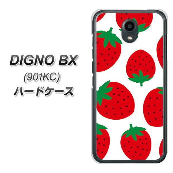 Softbank ディグノBX 901KC 高画質仕上げ 背面印刷 ハードケース【SC818 大きいイチゴ模様レッド】