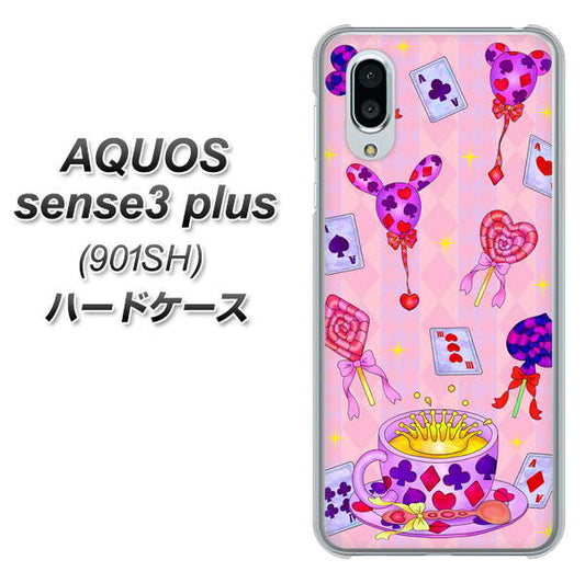 SoftBank アクオスセンス3 プラス 901SH 高画質仕上げ 背面印刷 ハードケース【AG817 トランプティー（ピンク）】