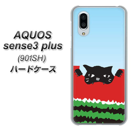 SoftBank アクオスセンス3 プラス 901SH 高画質仕上げ 背面印刷 ハードケース【IA815 すいかをかじるネコ(大)】