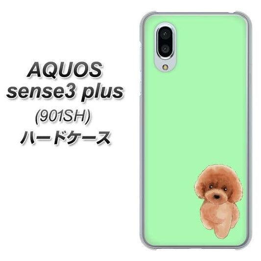 SoftBank アクオスセンス3 プラス 901SH 高画質仕上げ 背面印刷 ハードケース【YJ052 トイプードルレッド（ グリーン）】