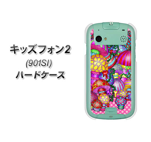 SoftBank キッズフォン2 901SI 高画質仕上げ 背面印刷 ハードケース【AG806 きのこ（ピンク）】