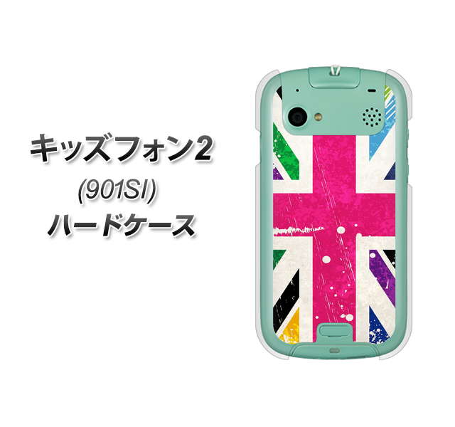 SoftBank キッズフォン2 901SI 高画質仕上げ 背面印刷 ハードケース【SC806 ユニオンジャック ピンクビンテージ】