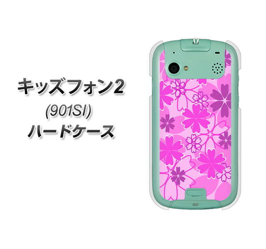 SoftBank キッズフォン2 901SI 高画質仕上げ 背面印刷 ハードケース【VA961 重なり合う花　ピンク】