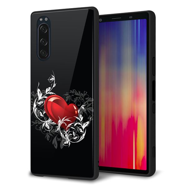 softbank エクスペリア5 901SO 強化ガラス＆TPUスマホケース ガラプリ【032 クリスタルハート】