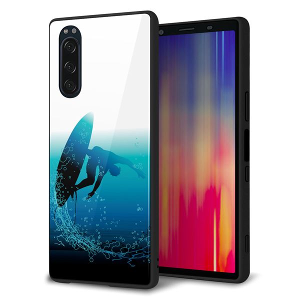 softbank エクスペリア5 901SO 強化ガラス＆TPUスマホケース ガラプリ【416 カットバック】