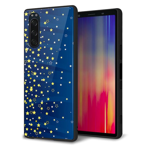 softbank エクスペリア5 901SO 強化ガラス＆TPUスマホケース ガラプリ【VA842 満天の星空】