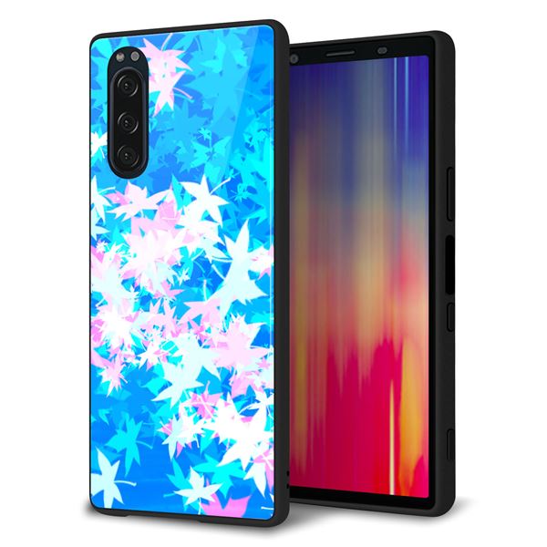 softbank エクスペリア5 901SO 強化ガラス＆TPUスマホケース ガラプリ【YJ290 デザインもみじ】