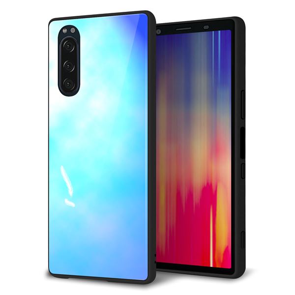 softbank エクスペリア5 901SO 強化ガラス＆TPUスマホケース ガラプリ【YJ291 デザイン　光】