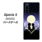 softbank エクスペリア5 901SO 高画質仕上げ 背面印刷 ハードケース【604 月明かりの恋ネコ】
